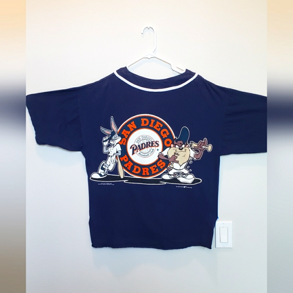 Vintage Looney Tunes San Diego Padres Jersey T-shirt Baseball Large Bugs Bunny
